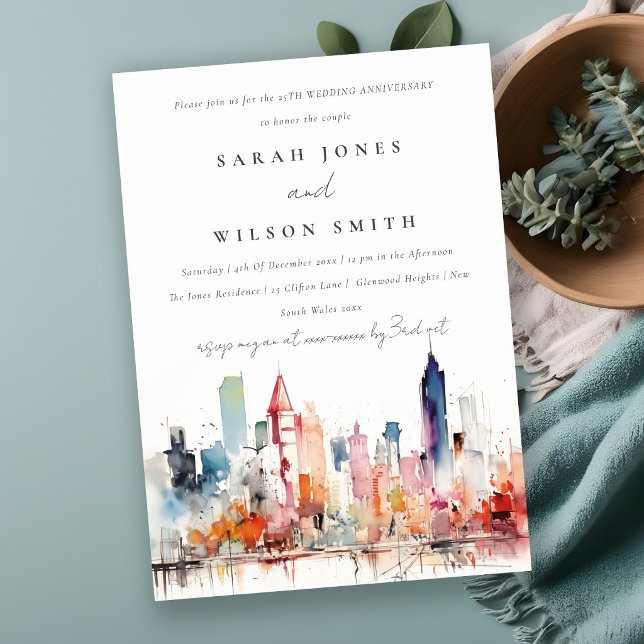 Chicago Illinois Landscape Wedding Anniversary  Invitation (Creator Uploaded)