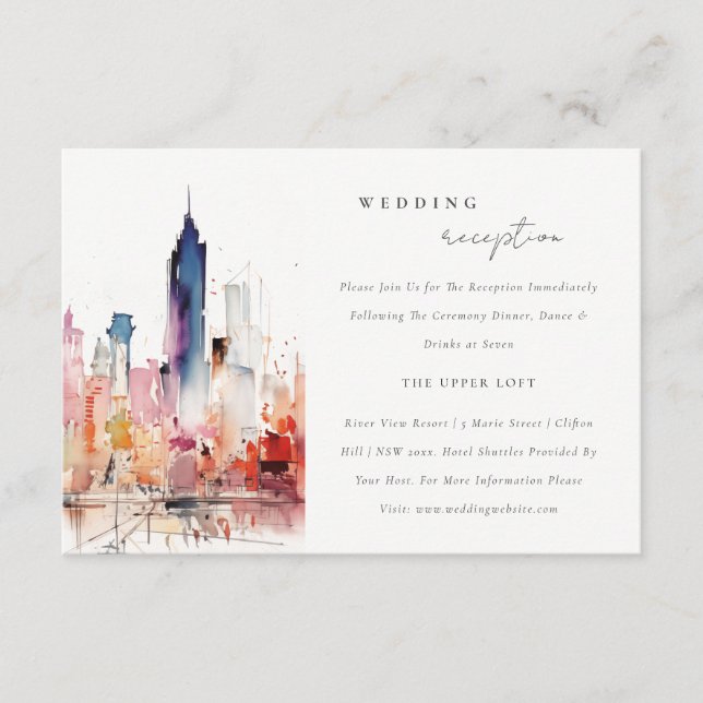 Chicago Illinois Landscape Wedding Reception Enclosure Card (Front)