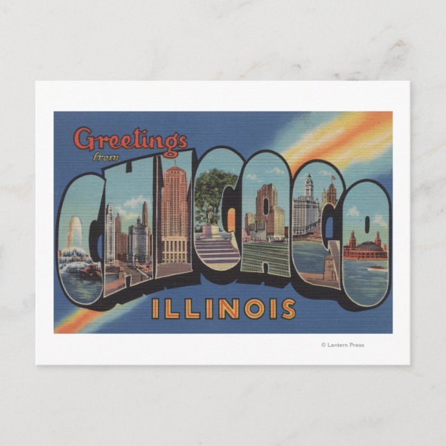 Chicago, Illinois - Large Letter Scenes Postcard (Front)