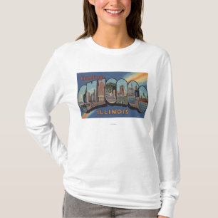 Chicago, Illinois - Large Letter Scenes T-Shirt