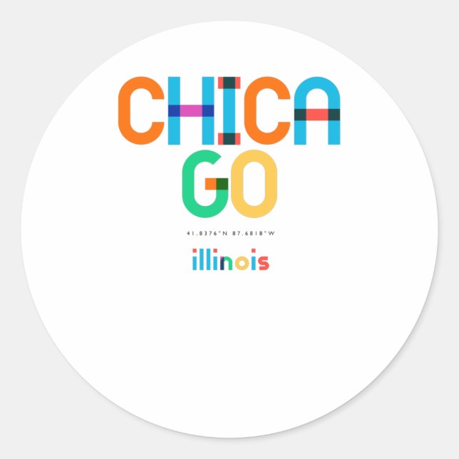 Chicago Illinois Mid Century, Pop Art, Classic Round Sticker (Front)