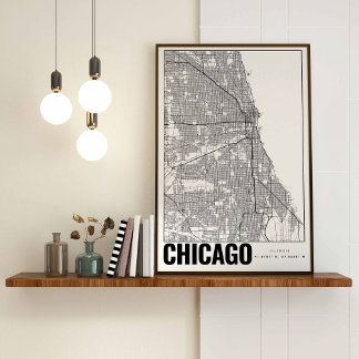 Chicago Illinois Minimalist Map Art Poster