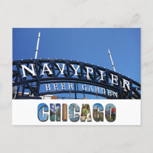 Chicago Illinois Navy Pier Sign Postcard