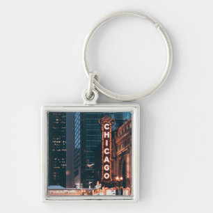 Chicago Illinois Neon Sign At Night Key Ring