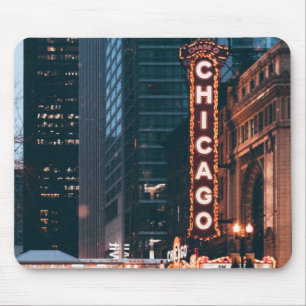 Chicago Illinois Neon Sign At Night Mouse Pad