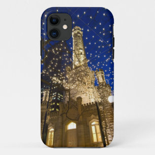Chicago, Illinois, Old Water Tower with holiday iPhone 11 Case