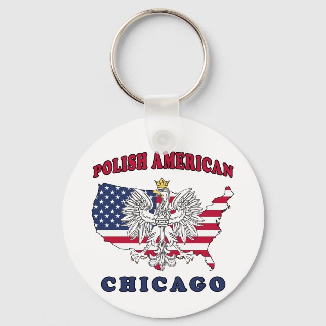 Chicago Illinois Polish Key Ring (Front)