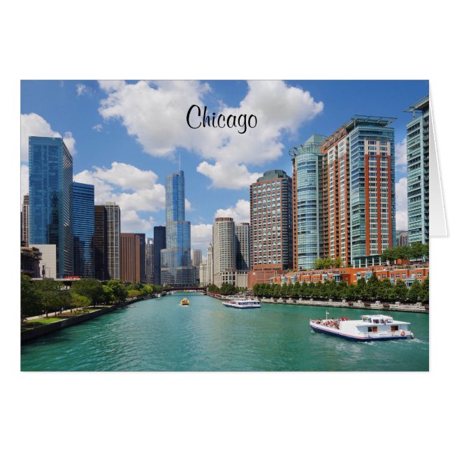 Chicago Illinois River City Skyline Travel Photo (Front Horizontal)