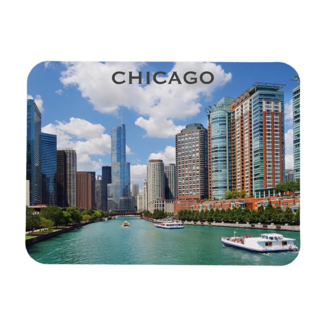 Chicago Illinois River Skyline Photo Magnet (Horizontal)