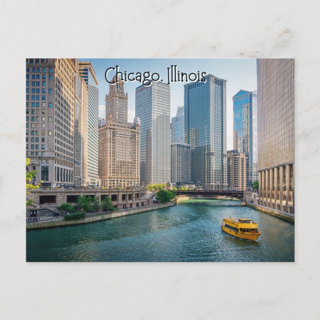 Chicago Illinois Riverway Postcard (Front)