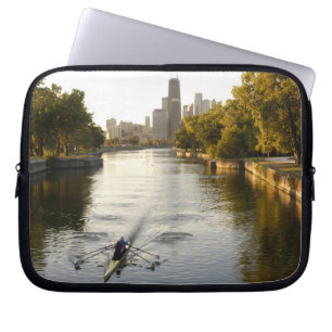 Chicago, Illinois, Rowers in Lincoln Park lagoon Laptop Sleeve