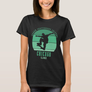Chicago Illinois Skateboarder Urn Skateboarding T-Shirt