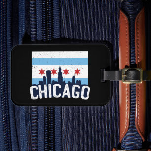 Chicago Illinois Skyline 4 Stars Vintage   Luggage Tag