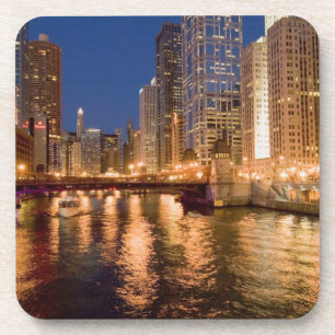 Chicago, Illinois, Skyline and Chicago River at 2 Coaster