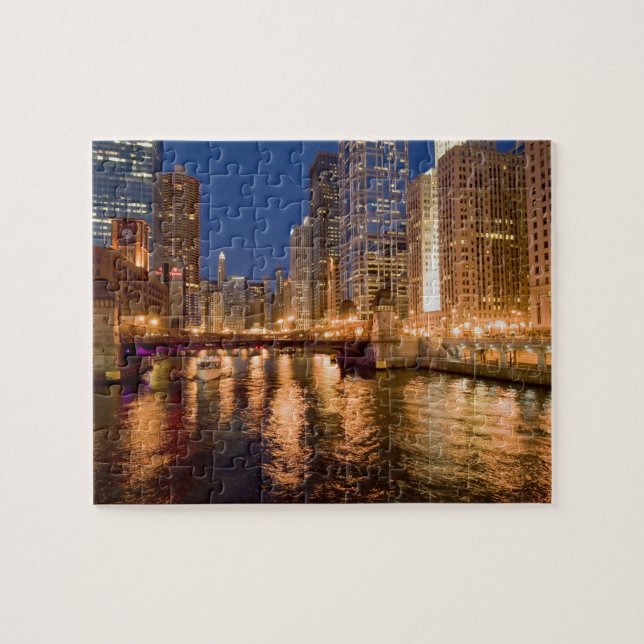 Chicago, Illinois, Skyline and Chicago River at 2 Jigsaw Puzzle (Horizontal)