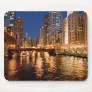 Chicago, Illinois, Skyline and Chicago River at 2 Mouse Pad