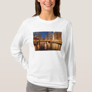 Chicago, Illinois, Skyline and Chicago River at 2 T-Shirt