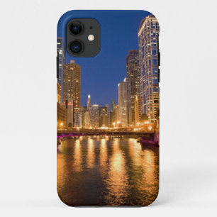 Chicago, Illinois, Skyline and Chicago River at iPhone 11 Case
