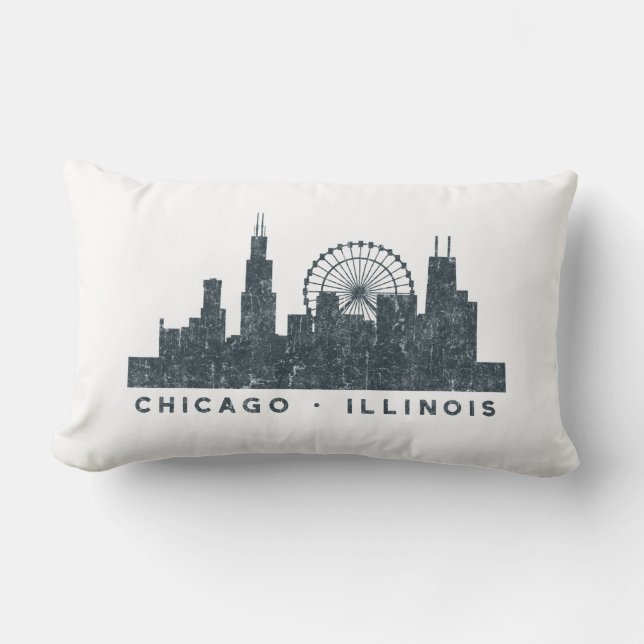 Chicago Illinois Skyline Architecture Art Gifts Lumbar Cushion (Front)