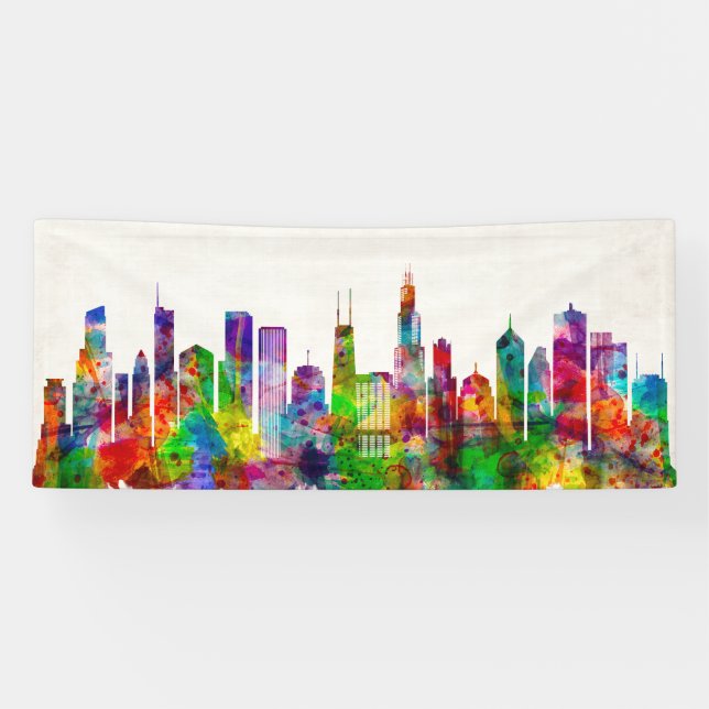 Chicago Illinois Skyline Banner (Horizontal)