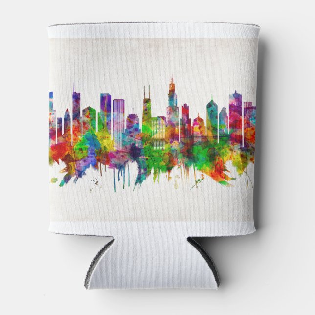 Chicago Illinois Skyline Can Cooler (Front)