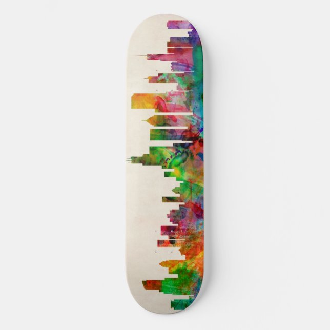 Chicago Illinois Skyline Cityscape Skateboard (Front)