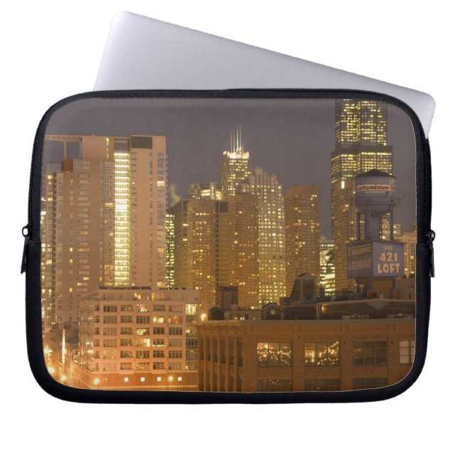 Chicago, Illinois, Skyline from West Loop at Laptop Sleeve (Front)