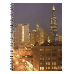Chicago, Illinois, Skyline from West Loop at Spiral Notebook
