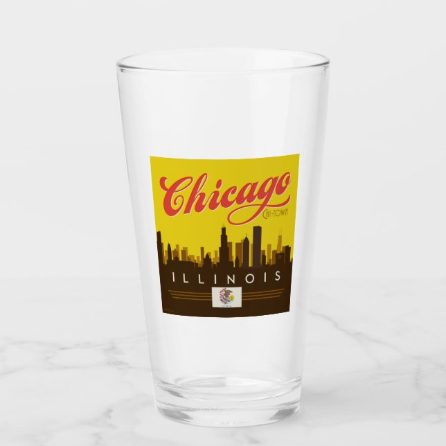 Chicago Illinois Skyline Glass (Front)