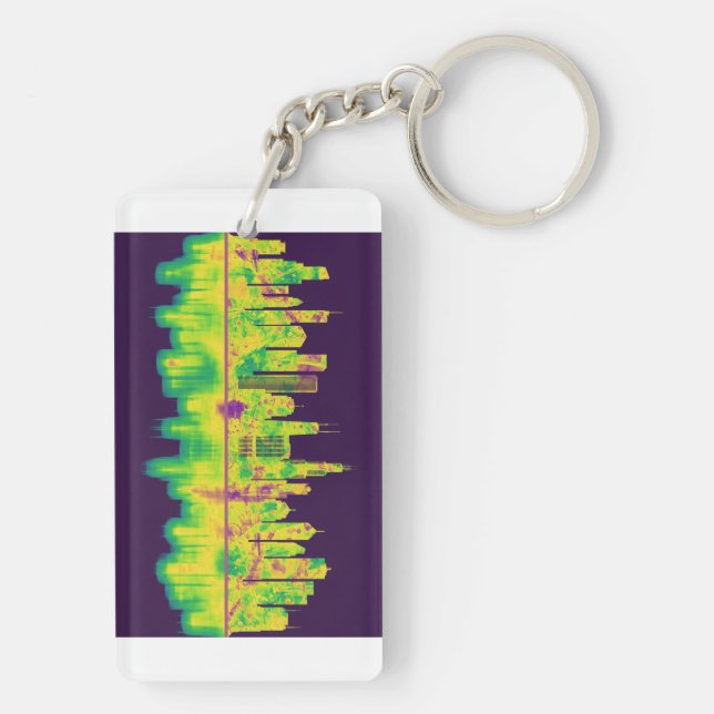 Chicago Illinois Skyline Key Ring (Back)