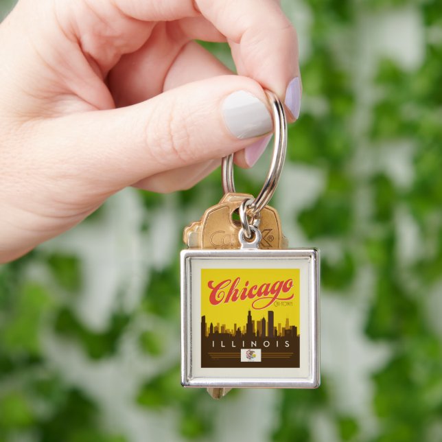Chicago Illinois Skyline Key Ring (Hand)