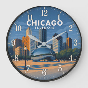 Chicago Illinois Skyline  Large Clock