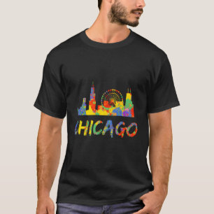 Chicago Illinois Skyline Paint Splashts T-Shirt