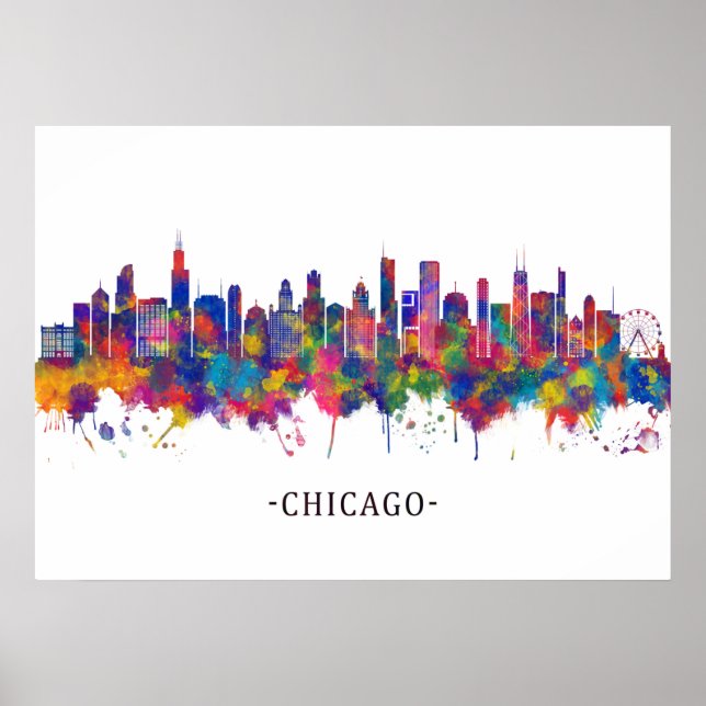 Chicago Illinois Skyline Poster (Front)