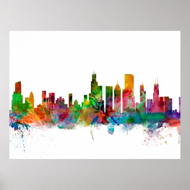 Chicago Illinois Skyline Poster (Front)