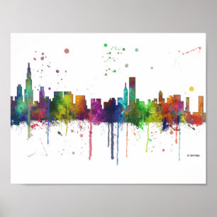 CHICAGO, ILLINOIS SKYLINE POSTER