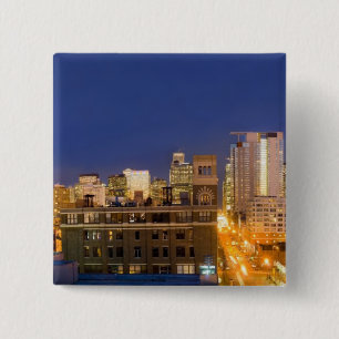Chicago, Illinois, skyline shot from West Loop 15 Cm Square Badge