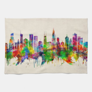 Chicago Illinois Skyline Tea Towel