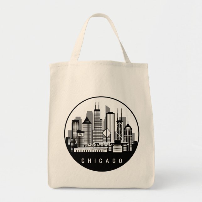 Chicago Illinois Skyline Tote Bag (Front)