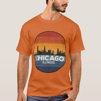 Chicago Illinois Skyline Vintage Sunset T-Shirt