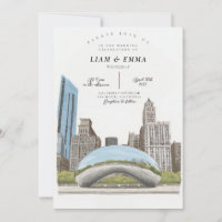 Chicago Illinois Skyline Wedding Invitation