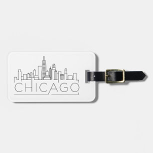 Chicago, Illinois Stylised Skyline Luggage Tag