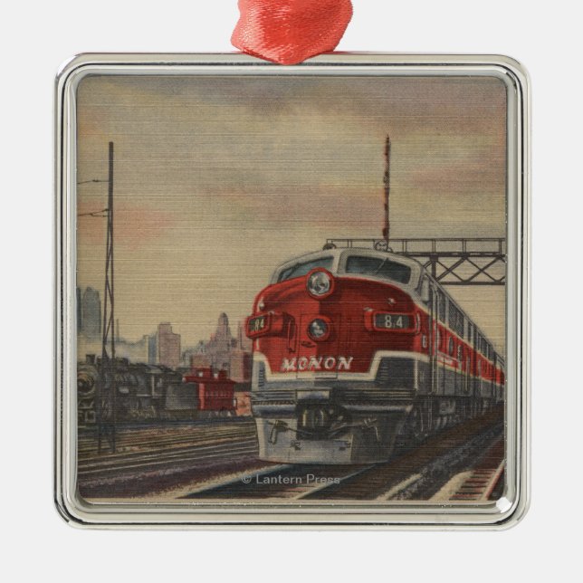 Chicago, Illinois / Train Metal Tree Decoration (Front)