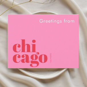 Chicago Illinois typographic pink Postcard