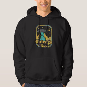 Chicago Illinois Ufo Alien Hunter 80s State Pride Hoodie