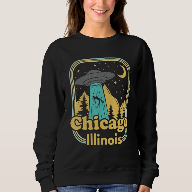 Chicago Illinois Ufo Alien Hunter 80s State Pride Sweatshirt (Front)