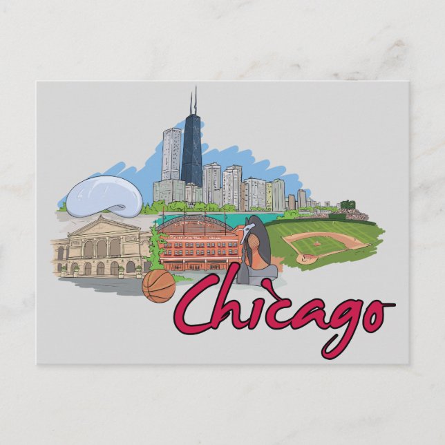 Chicago, Illinois US Famous City Postcard (Front)
