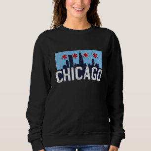 Chicago Illinois USA City Skyline Silhouette Outli Sweatshirt