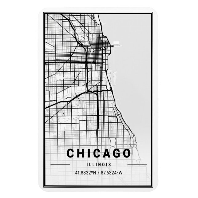 Chicago Illinois USA City Travel City Map Magnet (Vertical)