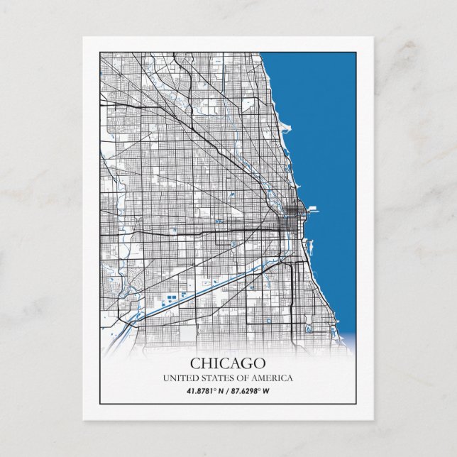Chicago Illinois USA City Travel City Map Postcard (Front)